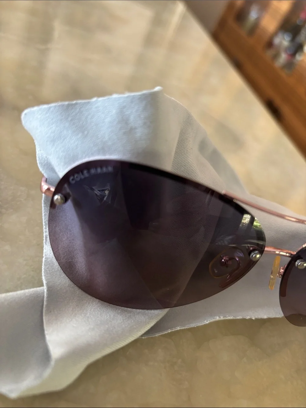 Cole Haan Women’s Rimless Cat-Eye Rosegole Sunglasses -